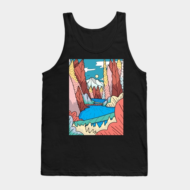 A view downstream Tank Top by Swadeillustrations